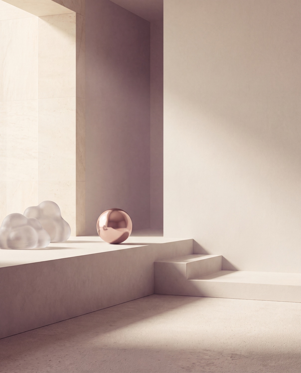 A quiet cream studio with a rose-gold sphere at rest beside a soft translucent form — the craft and philosophy behind Respredica.